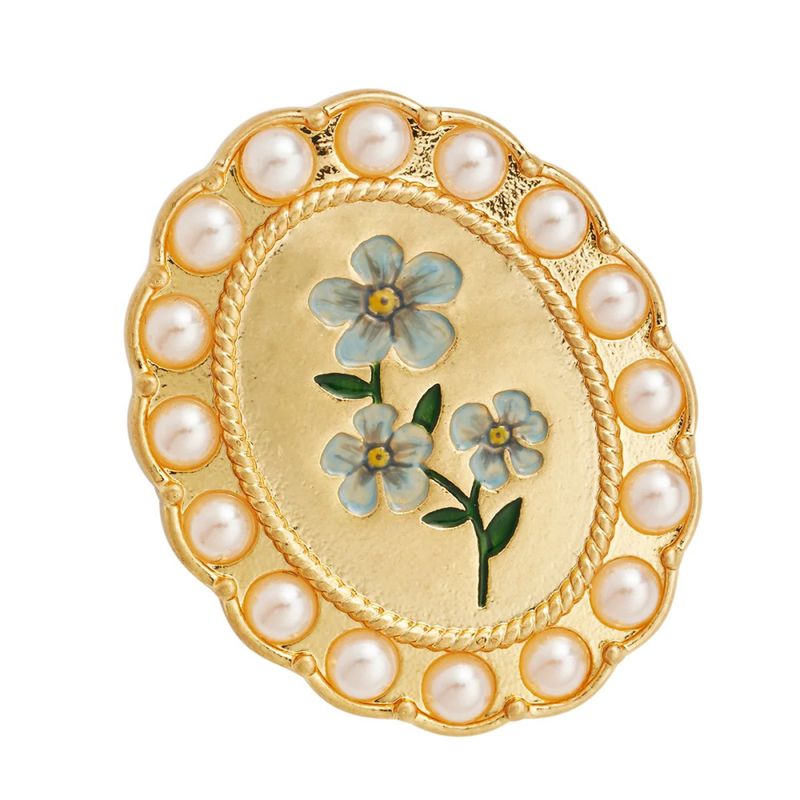 Fable Forget Me Not Cameo Brosje – Gullbelagt vintage brosje