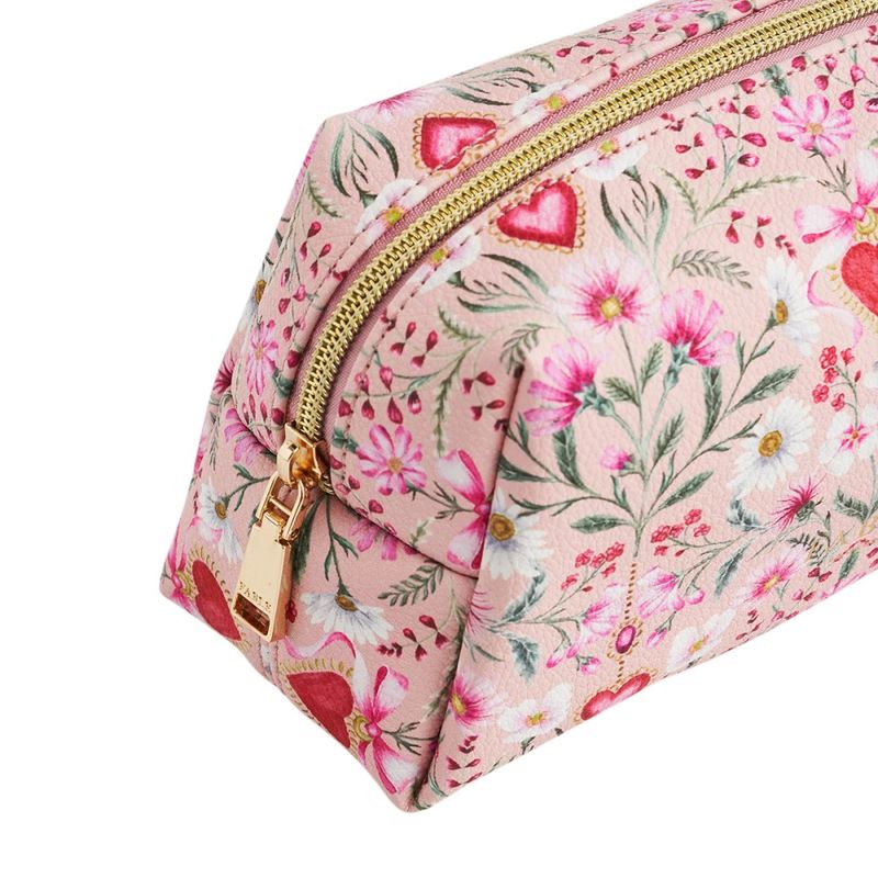 Fable England Penelope Floral Heart Rosa Sminkeveske