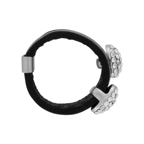 DANSK Audrey IN:STORE Crystal Leather Ring – S&oslash;lvbelagt Ring