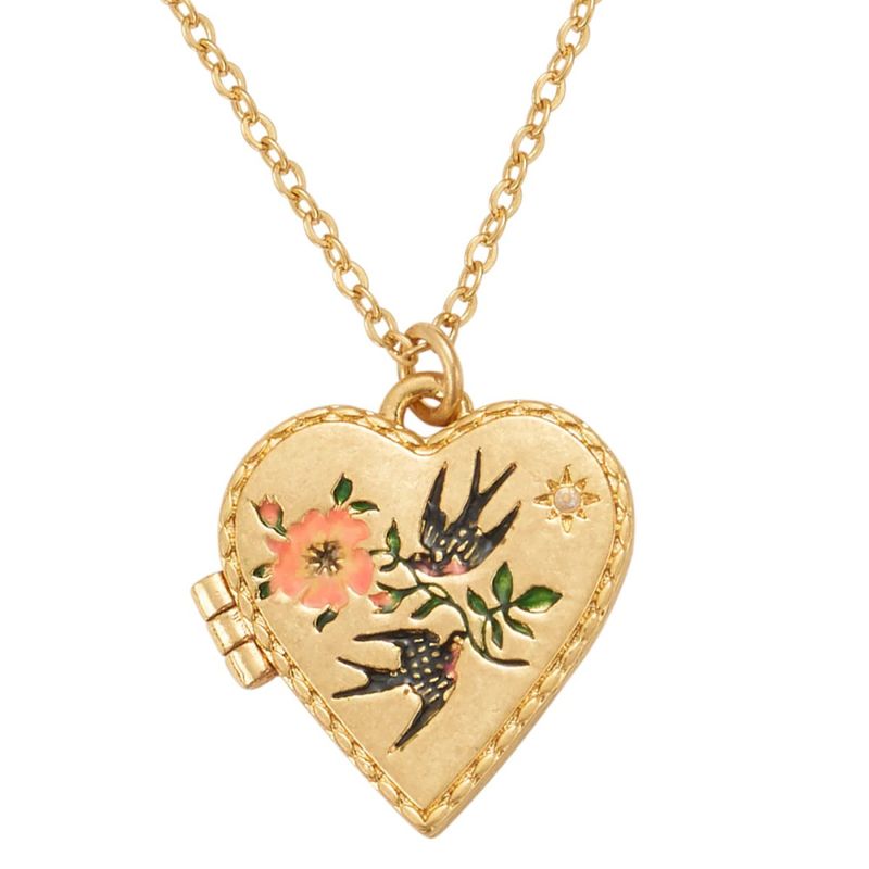 Fable Swallow Heart Locket – Gullbelagt hjerte medaljong