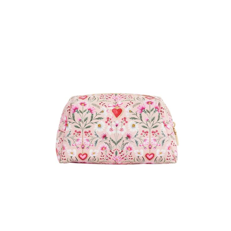 Fable England Penelope Floral Heart Rosa Sminkeveske